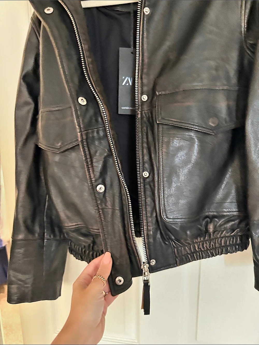 Zara ZW Collection Limited Edition Leather Jacket Black XS - Picture 5 of 7